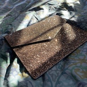 Kate Spade tan sparkly envelope clutch